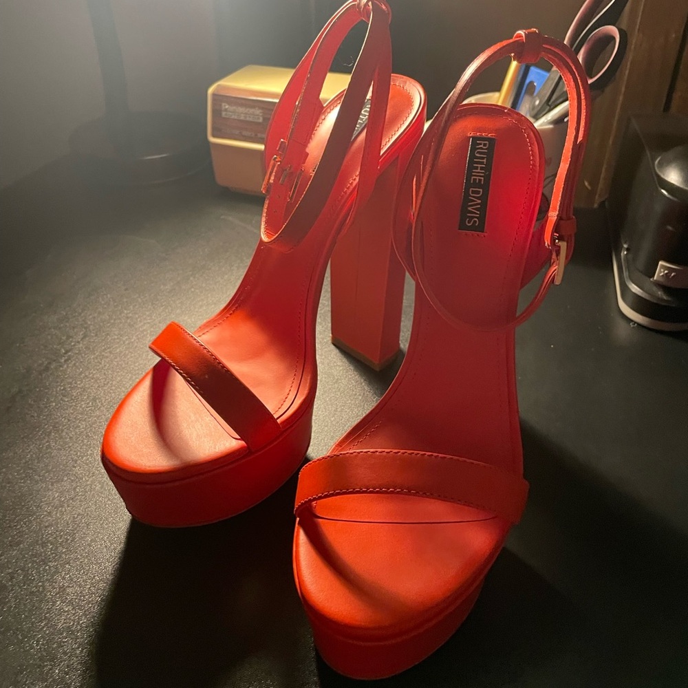 Ruthie Davis Bold Orange Platform Heels